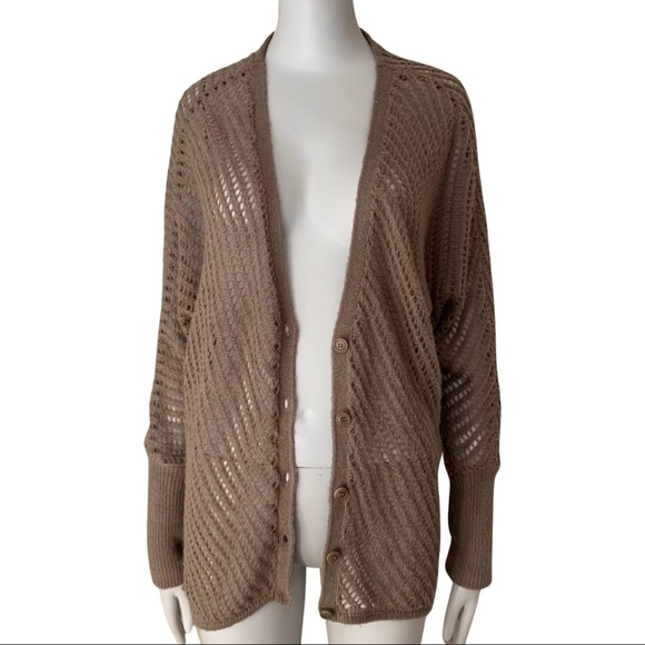 Trouve Sweaters - TROUVE Nordstrom Boyfriend Cardigan Sweater Open Weave Mauve Loose Fit Knit